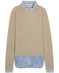 Acne Studios - Layered Denim Shirt Wool Jumper - Lyst