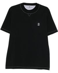 Brunello Cucinelli - Logo Embroidered Crewneck T-Shirt - Lyst