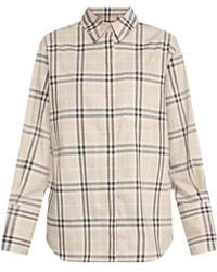 Burberry - Regular Fit Check Stretch Cotton Shirt - Lyst