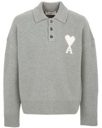 Ami Paris - Ami De Coeur Intarsia Polo-Shirt - Lyst