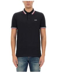 BOSS - Striped-Trim Piqué Polo Shirt - Lyst