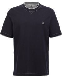 Brunello Cucinelli - Logo Embroidered Layered T-Shirt - Lyst