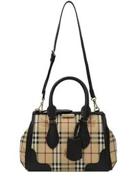 Burberry - Logo Checkered Handbag - Lyst