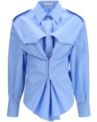 McQueen - Gathered Long Sleeve Shirt - Lyst