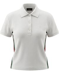 Gucci - Web Detailed Ribbed Jersey Polo Shirt - Lyst