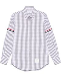Thom Browne - Gingham Check Long-Sleeve Shirt With Signature Stripes - Lyst