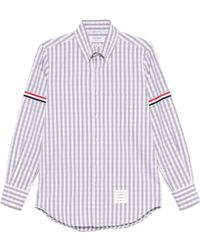 Thom Browne - Gingham Check Long-Sleeve Shirt With Signature Stripes - Lyst