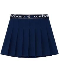 CASABLANCA - Logo-Waist Pleated Mini Skirt - Lyst