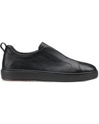 Santoni - S-Victory Grainy-Leather Slip-On Sneakers - Lyst