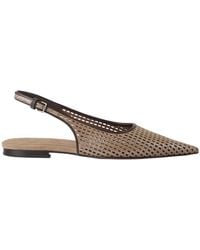 Brunello Cucinelli - Sparkling Leather Slingback Ballet Flats - Lyst