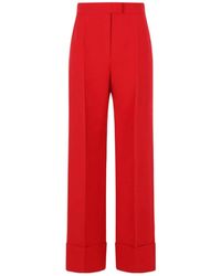 Valentino - Pleat Detailed Turn-Up Hem Trousers - Lyst