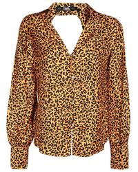 KARL LAGERFELD - Leopard-Print Backless Silk Blouse - Lyst
