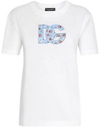 Dolce & Gabbana - Dg Printed Patch Jersey T-Shirt - Lyst
