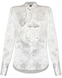 DSquared² - Tie Front Star Printed Satin Shirt - Lyst