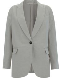 Brunello Cucinelli - Single Breasted Sleeved Blazer - Lyst