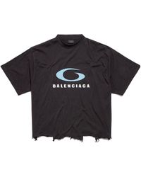 Balenciaga - Loop Sports Icon Destroyed Cropped T-Shirt - Lyst