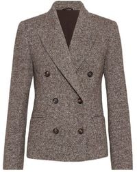 Brunello Cucinelli - Double-Breasted Long Sleeved Blazer - Lyst