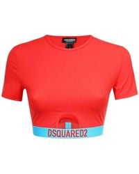 DSquared² - Logo-Underband Cropped T-Shirt - Lyst