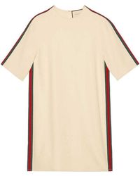 Gucci - Striped Round Neck Dress - Lyst