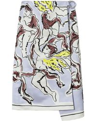 Tory Burch - Printed Satin Skirt - Lyst