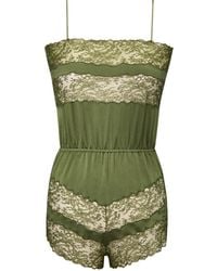 Saint Laurent - Silk Lace Playsuit - Lyst