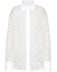 Valentino - Tulle Illusione Embroidered Straight Hem Shirt - Lyst