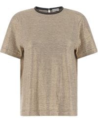 Brunello Cucinelli - Shiny Collar Detail T-Shirt - Lyst