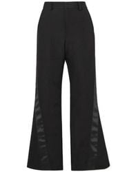 Sacai - Satin-Trimmed Silk And Cotton-Blend Flared Pants - Lyst