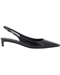 Dolce & Gabbana - Logo Appliqué Pointed-Toe Slingback Pumps - Lyst