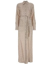 Prada - Geometric-Print Maxi Shirt Dress - Lyst