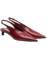 Jil Sander - Pointy Leather Slingback Pumps - Lyst