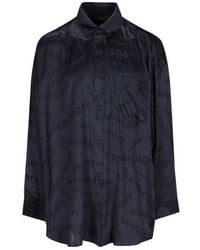 Balenciaga - Allover Logo Long-Sleeved Shirt - Lyst