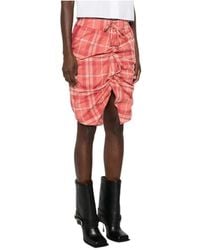 Vivienne Westwood - Check-Pattern Ruched Midi Skirt - Lyst
