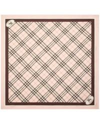 Burberry - Logo Printed Checked Scarf - Lyst