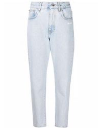 Off-White c/o Virgil Abloh - Logo Printed Straight Leg Jeans - Lyst