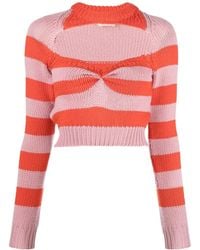 Marni - Striped Cut-Out Knitted Jumper - Lyst