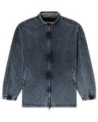 DIESEL - High-Neck Zipped Denim Jacket - Lyst