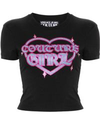 Versace Jeans Couture - Crystal-Embellishment Logo-Print T-Shirt - Lyst