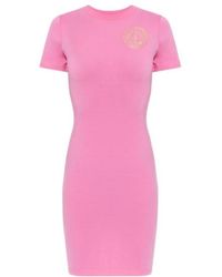 Versace Jeans Couture - Couture Logo Printed Crewneck Dress - Lyst