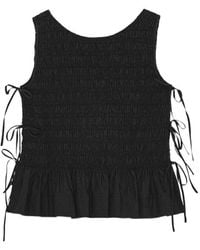 Ganni - Cotton Smock Tie Top - Lyst