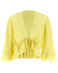 Alberta Ferretti - Ruffled Drawstring Shirt - Lyst