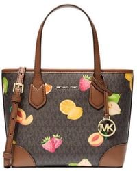 Michael Kors - Eva Extra-Small Printed Signature Logo Convertible Tote Bag - Lyst