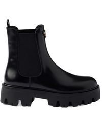 Prada - Logo Plaque Slip-On Chelsea Boots - Lyst