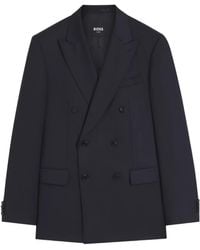 BOSS - Double-Breasted Wool Blazer - Lyst