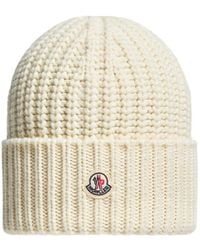 Moncler - Logo Patch Ribbed Beanie - Lyst