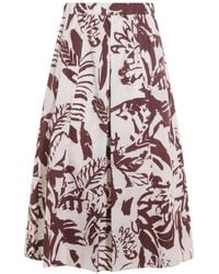 Antonelli - Leaf Print Midi Skirt - Lyst