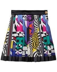 Versace - Printed Silk Twill Pleated Mini Skirt - Lyst