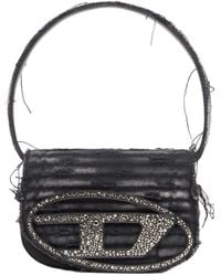 DIESEL - 1-Dr Embellished Distressed Denim Shoulder Bag - Lyst