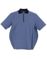 Sacai - Half-Zip Striped Polo Shirt - Lyst