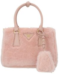 Prada - Logo Plaque Teddy Bowling Top Handle Bag - Lyst